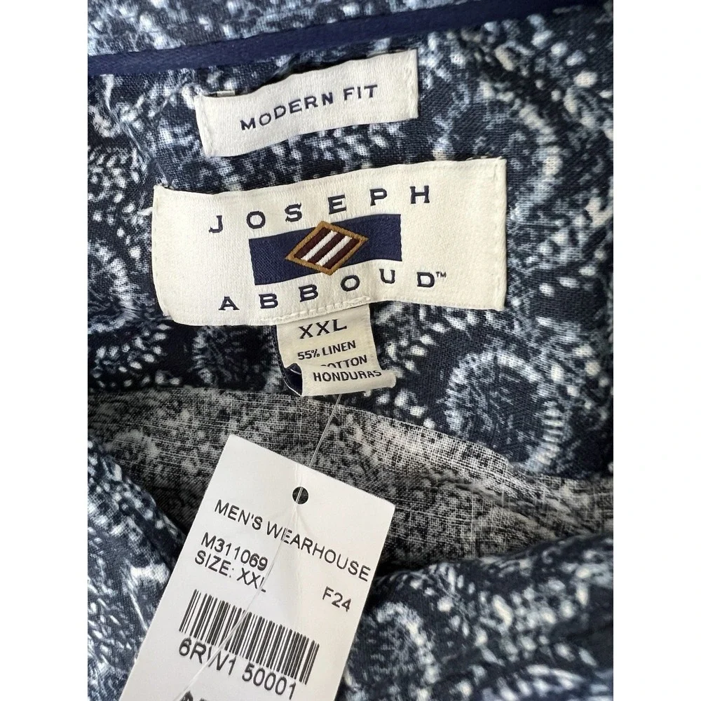 Jospeh Abboud Shirt Linen Blue‎ Beachy Stylish Vacationcore Travel Sz XXL NWT - Picture 4 of 7